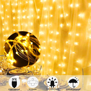 Sakerplus® LED Copper String Curtain Lights with USB Remote