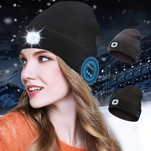 Sakerplus® Bluetooth Beanie with LED Light & Removable Speakers