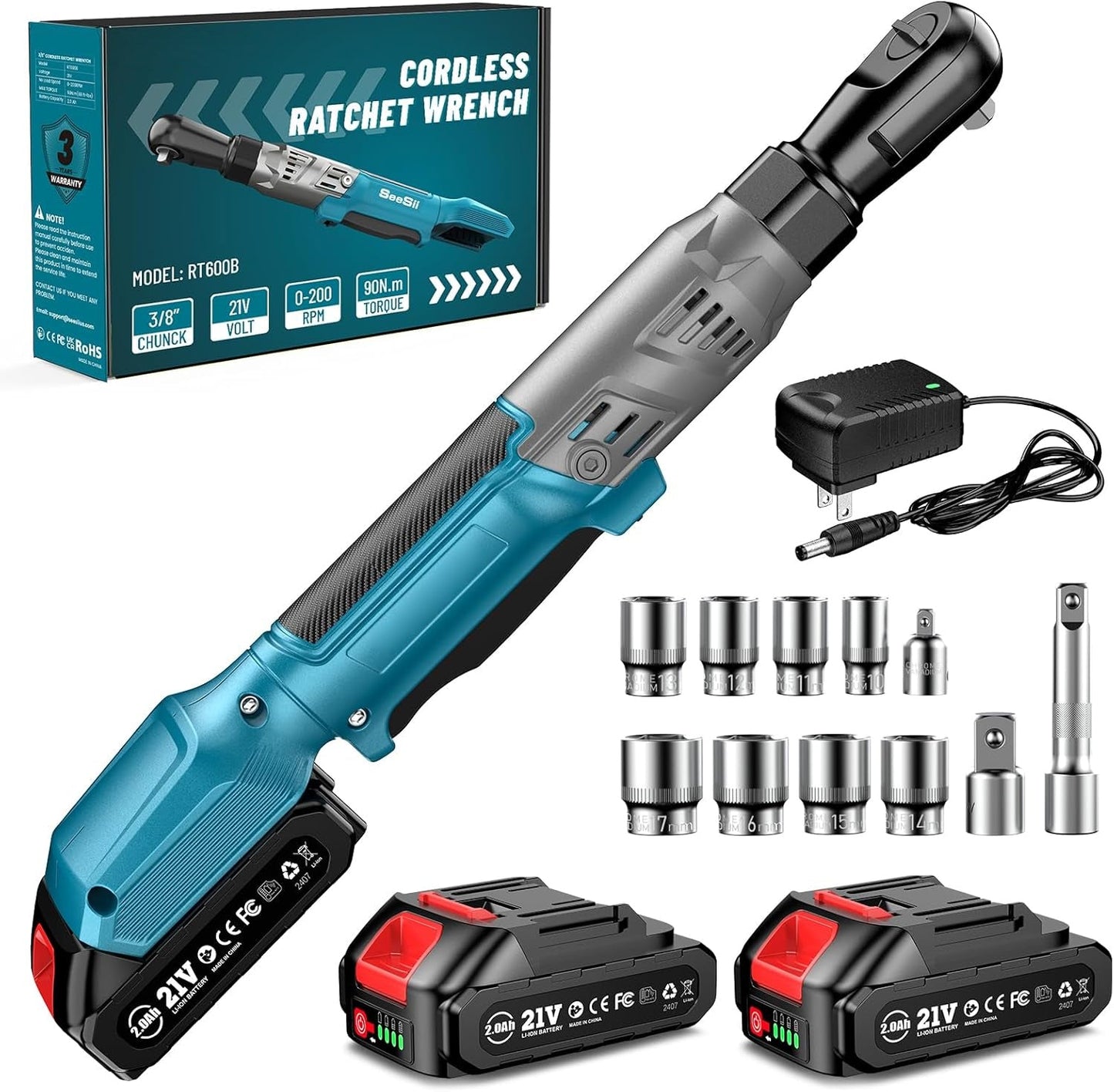 Sakerplus Cordless Electric Ratchet Wrench Set
