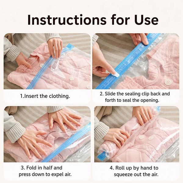 Sakerplus® Pump-Free Roll-Up Compression Storage Bags