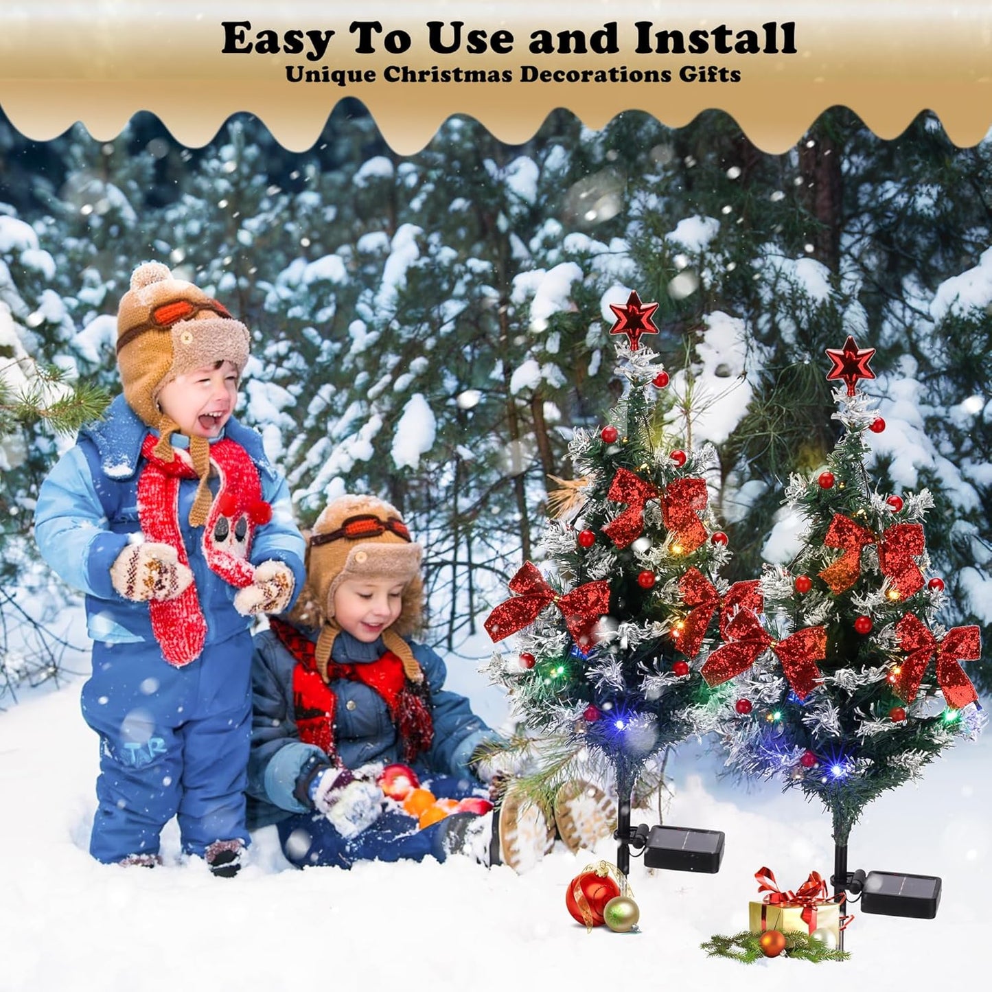 Sakerplus® Solar Christmas Tree Pathway Lights