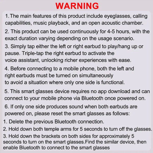 Sakerplus® Open Ear Smart Bluetooth Audio Glasses
