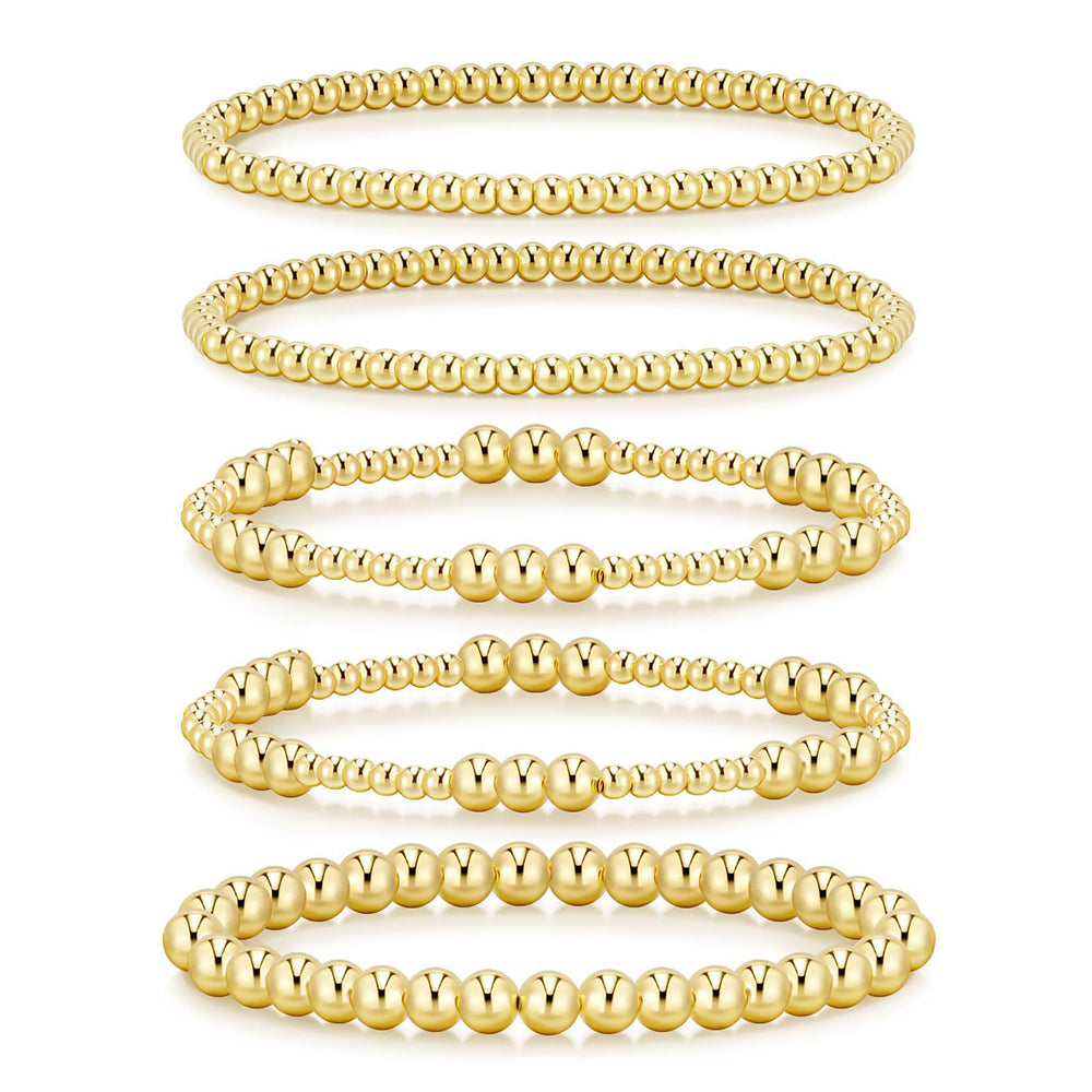 Sakerplus Gold Beaded Ball Bracelet Set