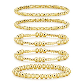Sakerplus Gold Beaded Ball Bracelet Set