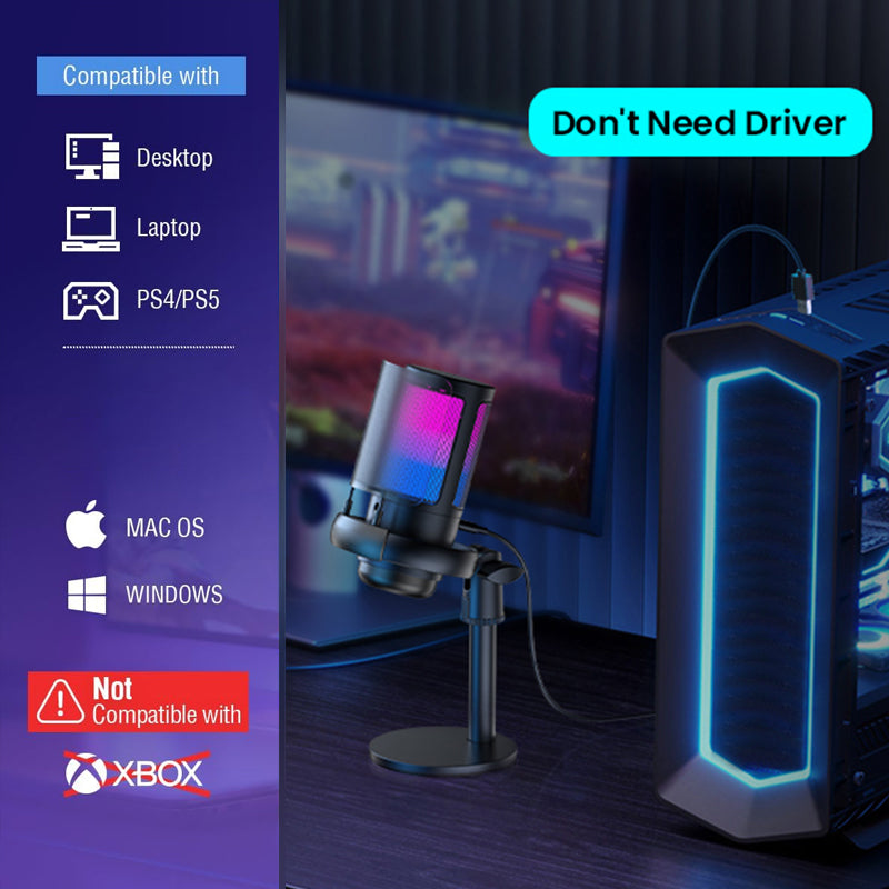 Sakerplus Gaming Microphone for Streaming Podcasts