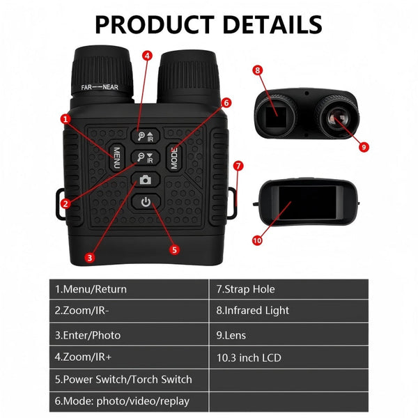 Sakerplus® Rechargeable 4K Night Vision Binoculars