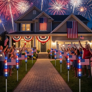 Sakerplus® Patriotic Solar Flag Light Set