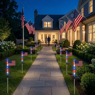 Sakerplus® Patriotic Solar Flag Light Set
