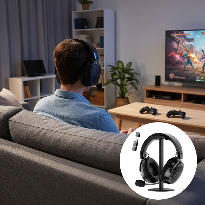 Sakerplus® Wireless Gaming Headset RGB Noise Canceling