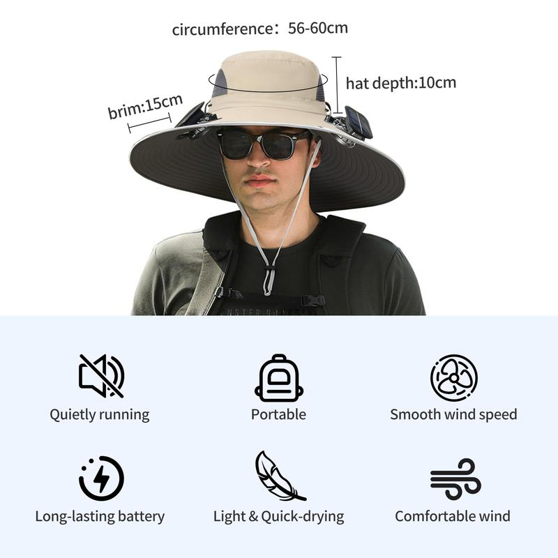 Sakerplus Solar Fan Outdoor Hat with Dual Power Supply
