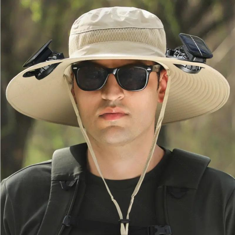 Sakerplus Solar Fan Outdoor Hat with Dual Power Supply