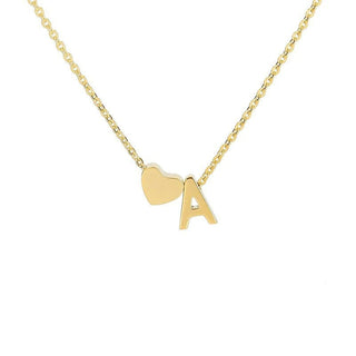 Sakerplus® 18K Gold Heart Initial Necklace