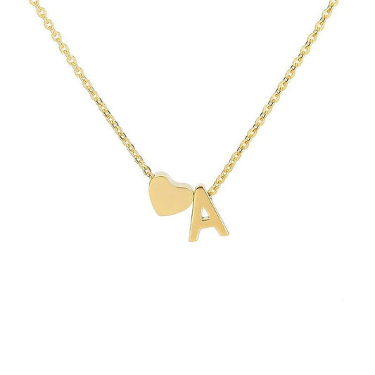 Sakerplus® 18K Gold Heart Initial Necklace