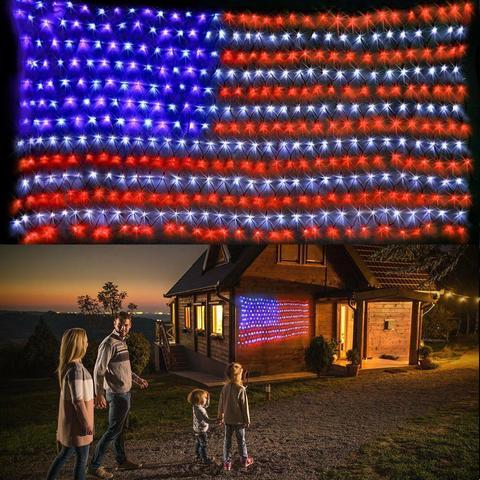 American Flag 420 Led String Lights-Large Usa Flag Outdoor Lights