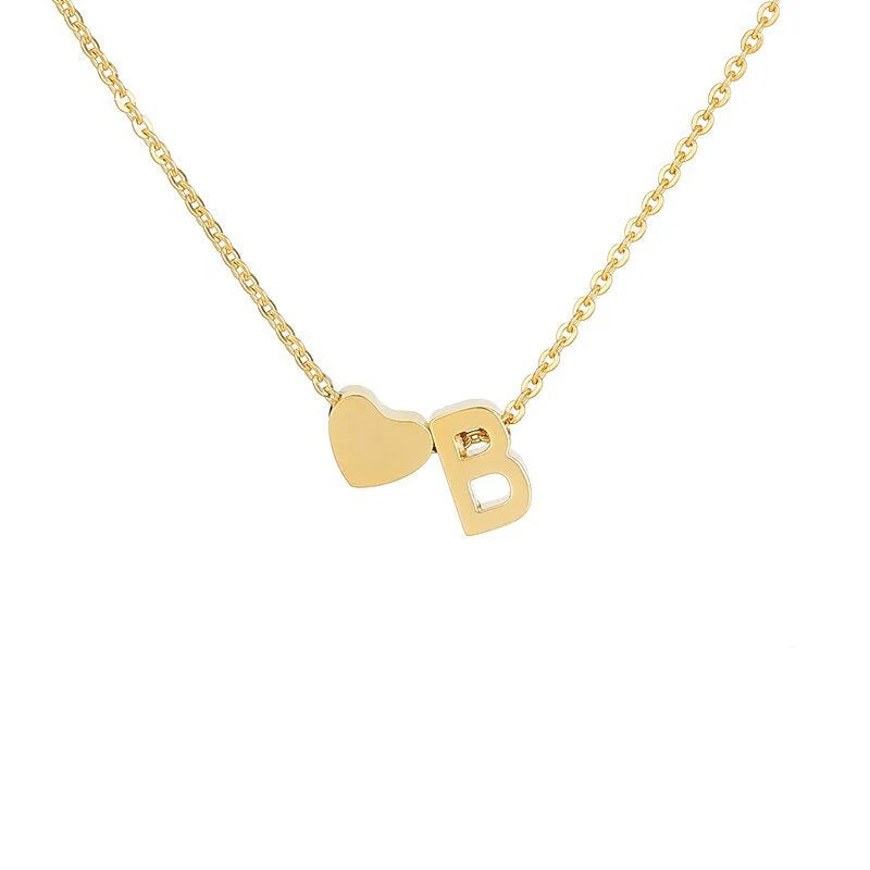 Sakerplus® 18K Gold Heart Initial Necklace
