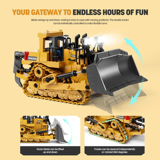Sakerplus 9-Channel RC Metal Bulldozer