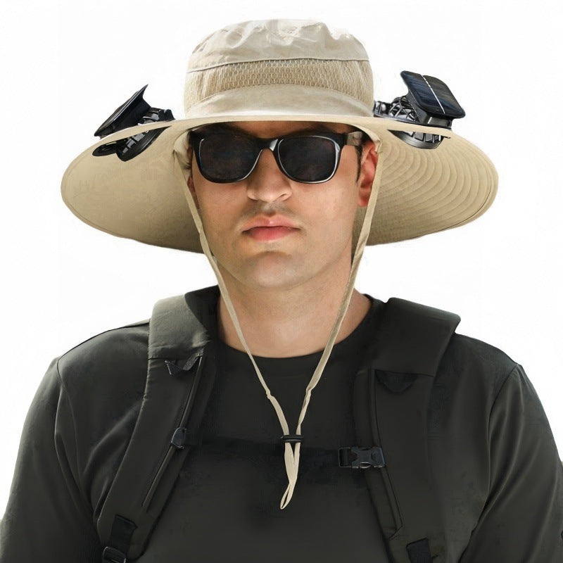 Sakerplus Wide Brim Solar Fan Outdoor Fishing Hat
