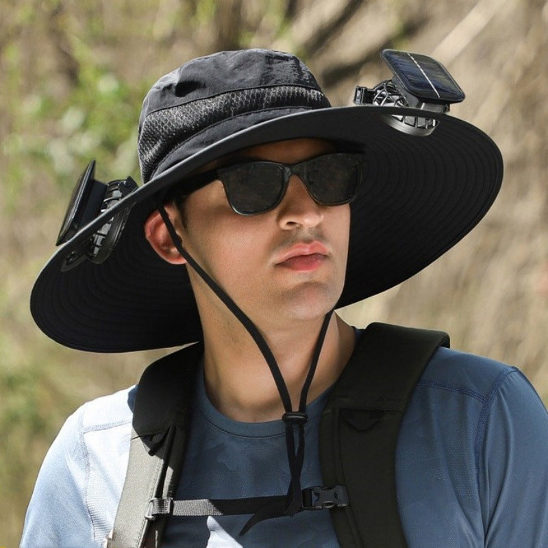 Sakerplus Wide Brim Solar Fan Outdoor Fishing Hat