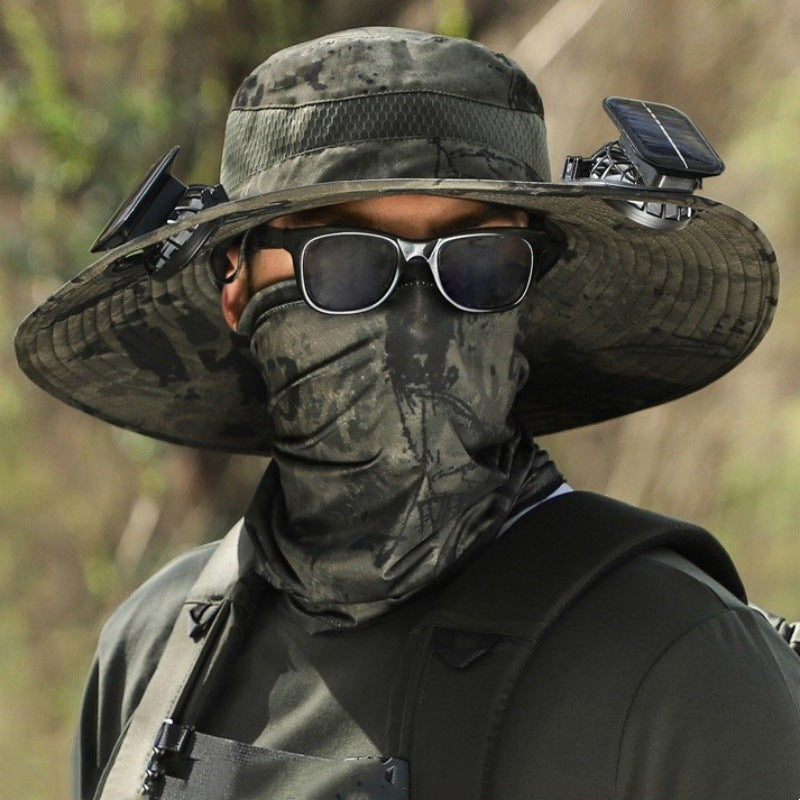Sakerplus Wide Brim Solar Fan Outdoor Fishing Hat