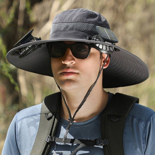 Sakerplus Wide Brim Solar Fan Outdoor Fishing Hat