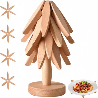 Sakerplus® Wooden Tree Trivets For Hot Dishes 4pcs