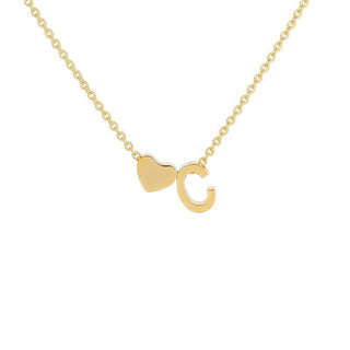 Sakerplus® 18K Gold Heart Initial Necklace