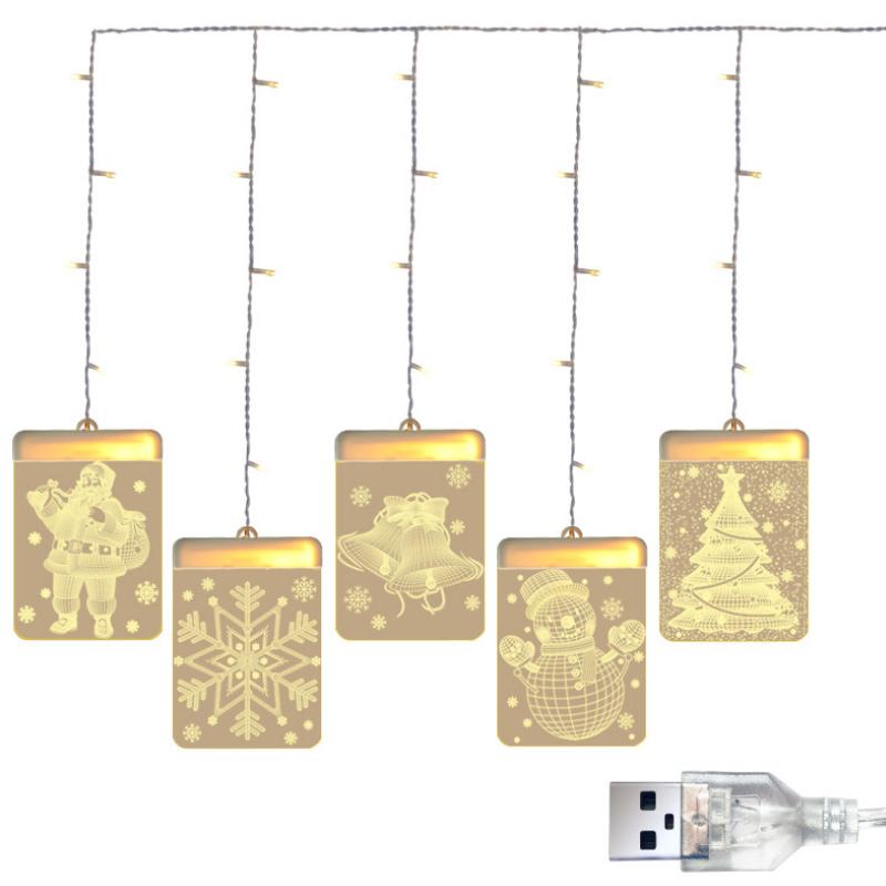 Christmas 3D Window Curtain String Light