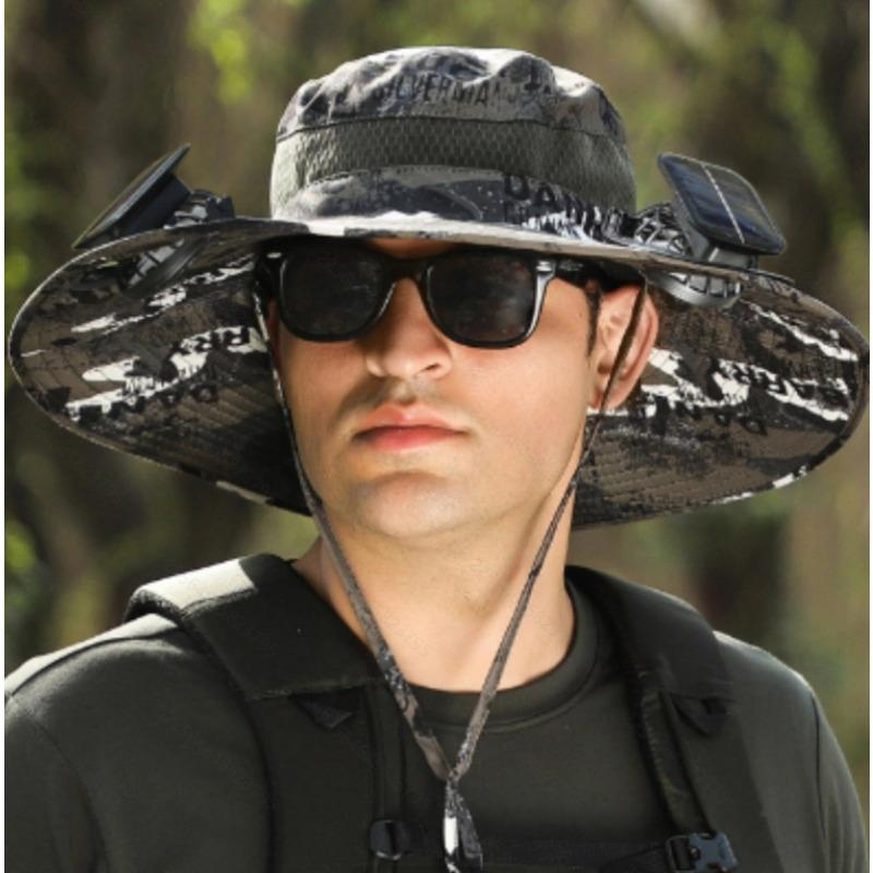 Sakerplus Solar Fan Outdoor Hat with Dual Power Supply