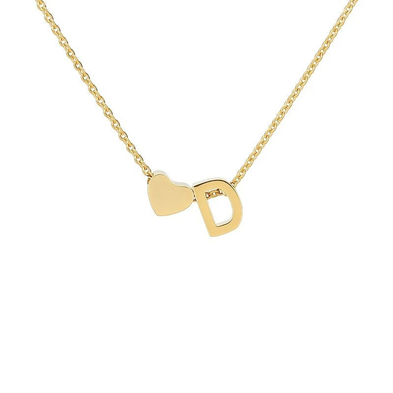 Sakerplus® 18K Gold Heart Initial Necklace