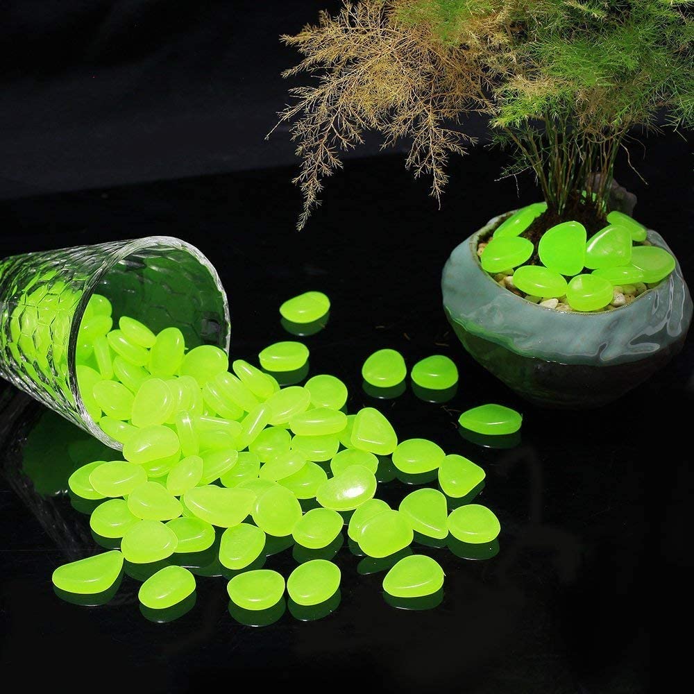Dark Luminous Garden Pebbles,100PCS