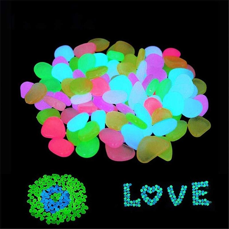 Dark Luminous Garden Pebbles,100PCS