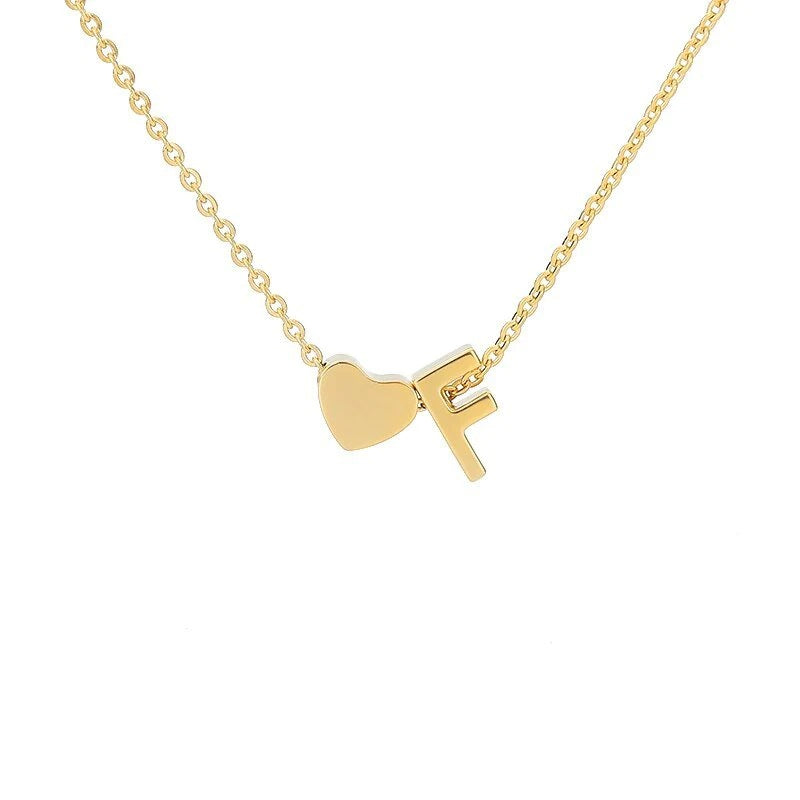 Sakerplus® 18K Gold Heart Initial Necklace