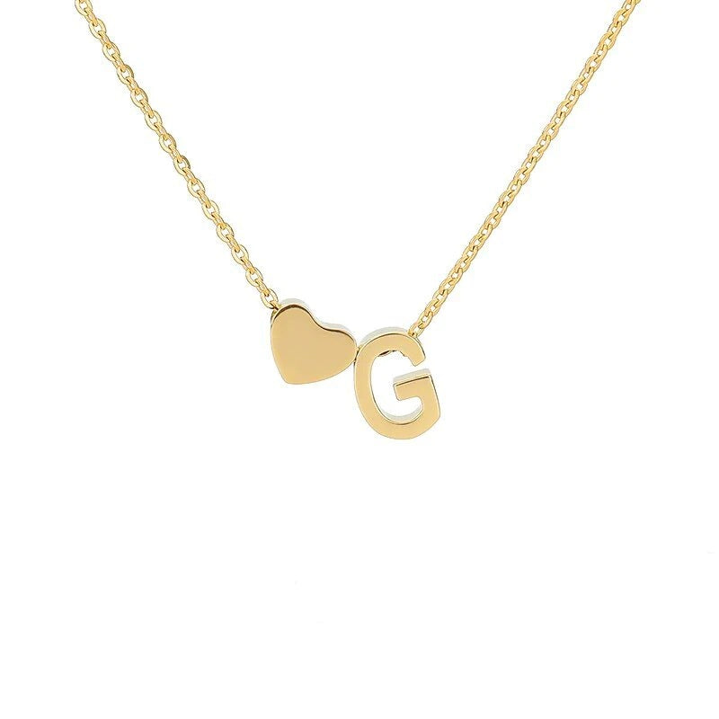 Sakerplus® 18K Gold Heart Initial Necklace