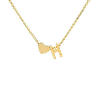 Sakerplus® 18K Gold Heart Initial Necklace