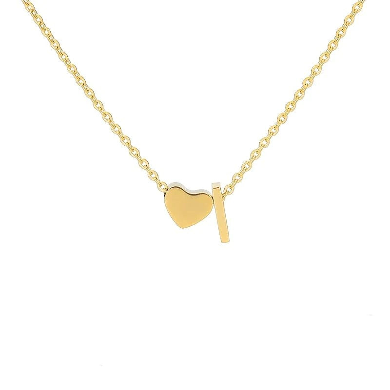Sakerplus® 18K Gold Heart Initial Necklace
