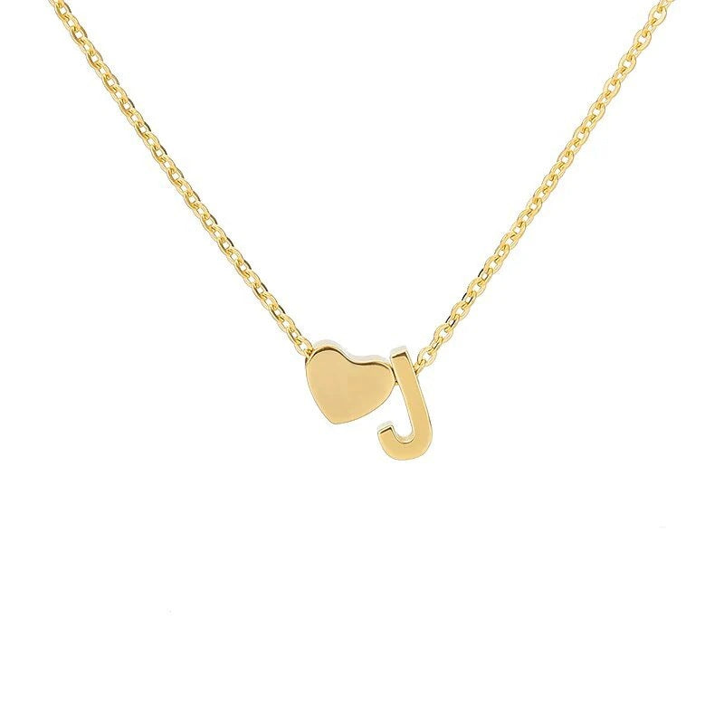 Sakerplus® 18K Gold Heart Initial Necklace