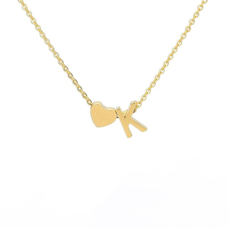 Sakerplus® 18K Gold Heart Initial Necklace