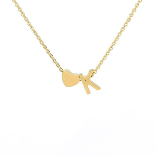 Sakerplus® 18K Gold Heart Initial Necklace