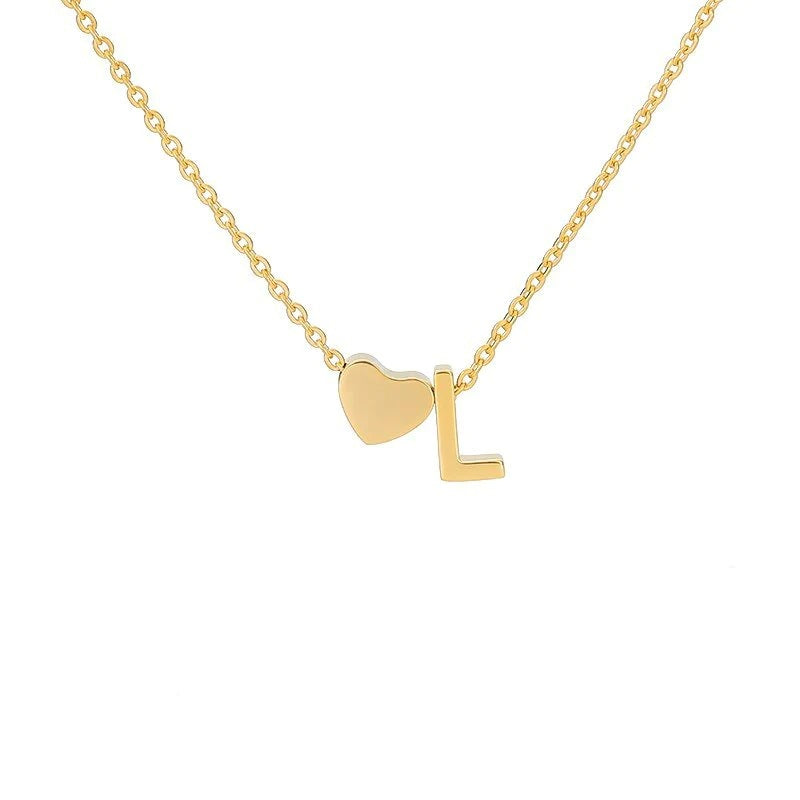 Sakerplus® 18K Gold Heart Initial Necklace
