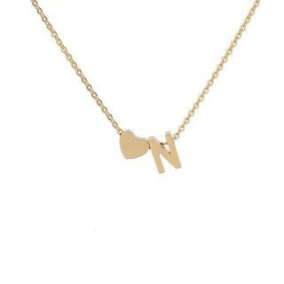Sakerplus® 18K Gold Heart Initial Necklace