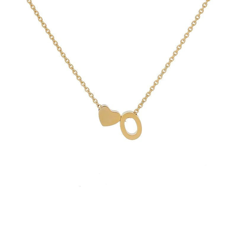 Sakerplus® 18K Gold Heart Initial Necklace