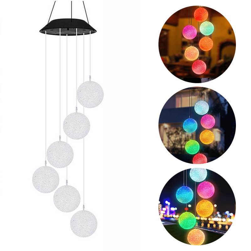 Outdoor Solar Powered Crystal Ball Light Wind Chime Lights