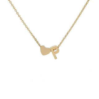 Sakerplus® 18K Gold Heart Initial Necklace