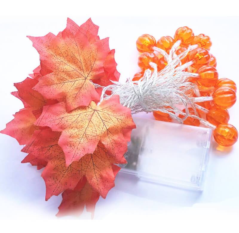 Pumpkin Maple Leaf String Lights