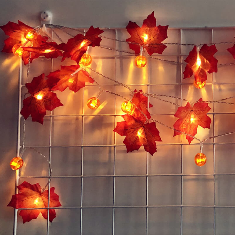 Pumpkin Maple Leaf String Lights