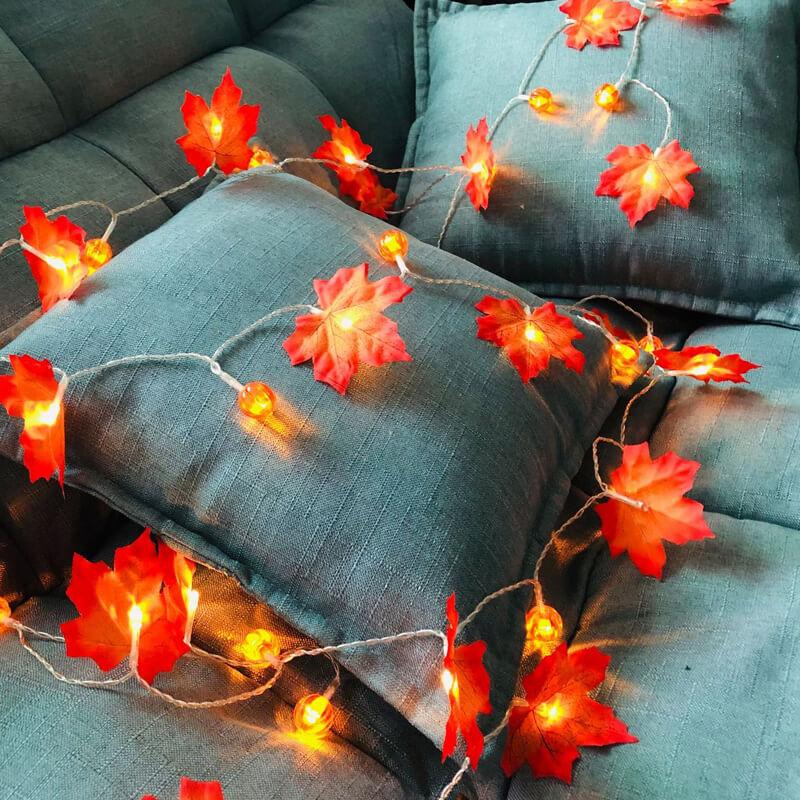 Pumpkin Maple Leaf String Lights