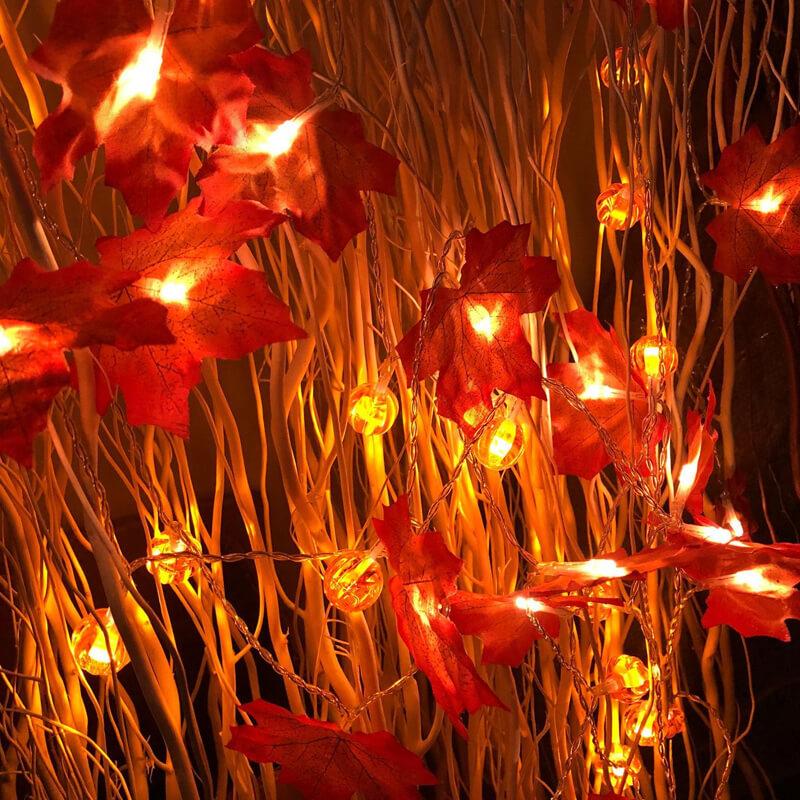 Pumpkin Maple Leaf String Lights