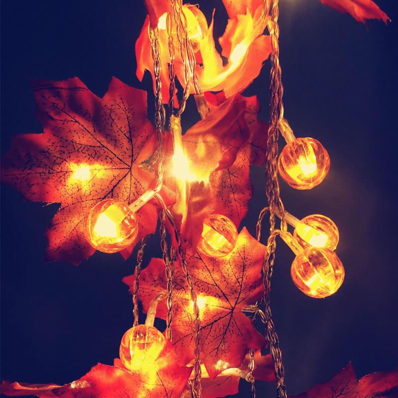 Pumpkin Maple Leaf String Lights