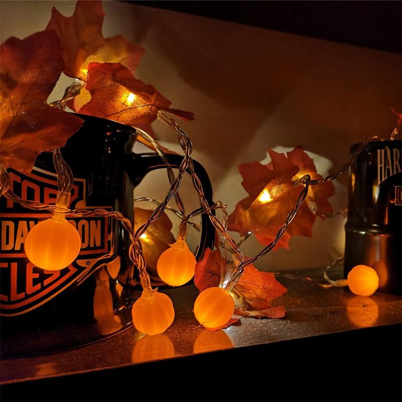 Pumpkin Maple Leaf String Lights