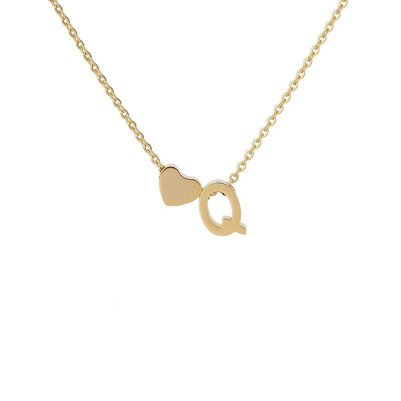 Sakerplus® 18K Gold Heart Initial Necklace